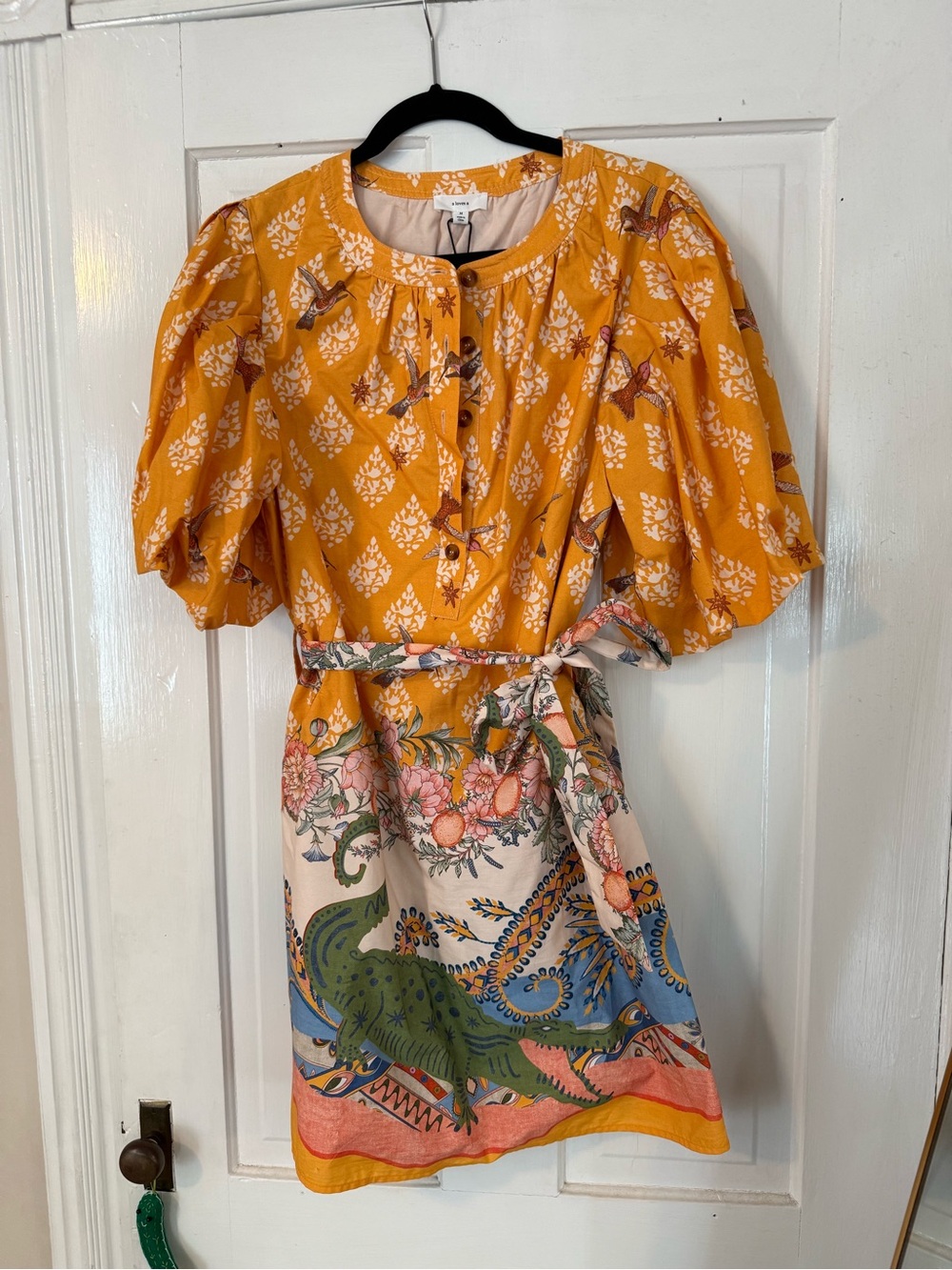 A loves A border print mandarin mini dress - Medium